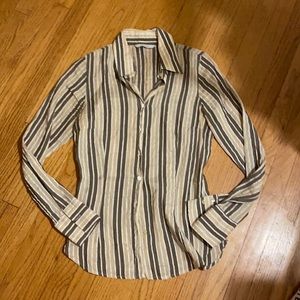 Tan & Gray Fitted Stripped Zara Dress Shirt